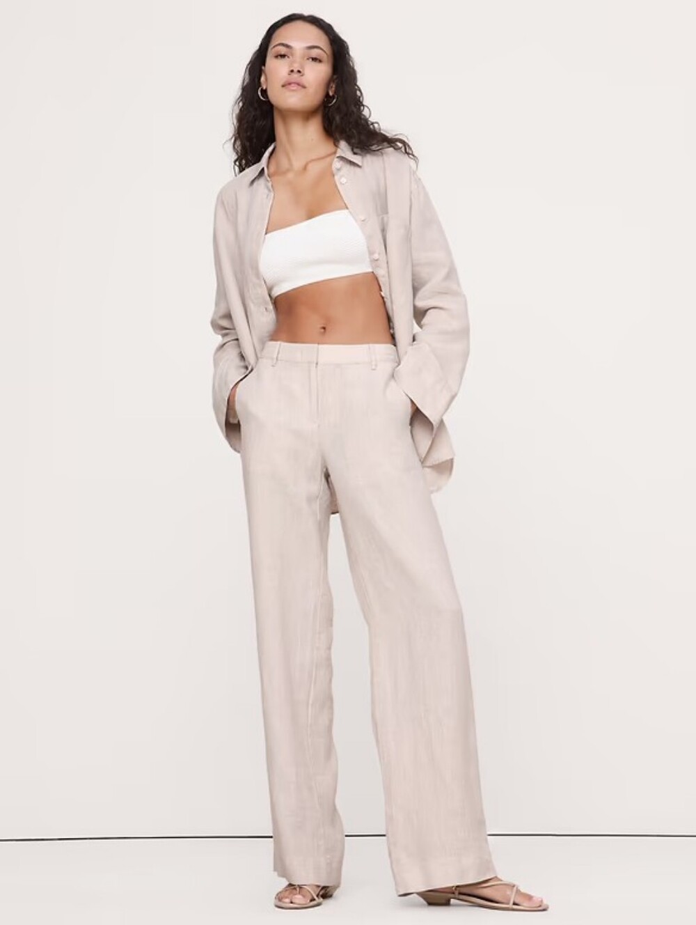 Banana Republic The Everyday Wide-Leg Pant Linen Size Small